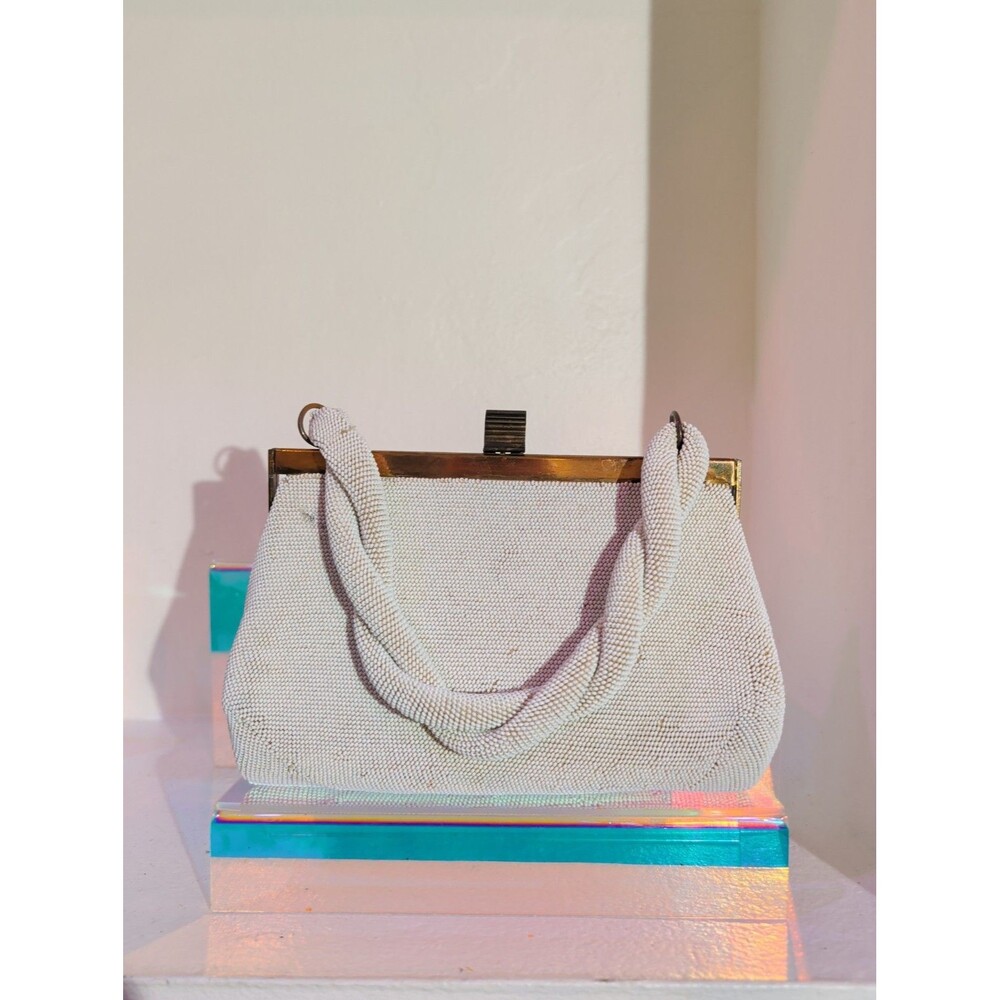 1940 - Vintage Original Fre-Mor Collection Beaded Purse White Ivory Handbag